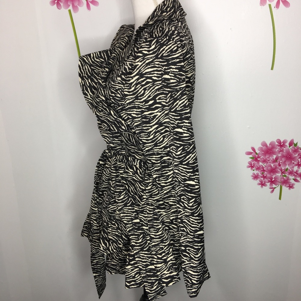 Sandro Studio Zebra Print Ruffle Jacket/Coat Xl - image 3